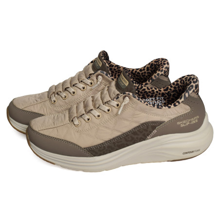 CONTOUR FOAM COZY FIT Marron Léopard, Slip-On Skechers