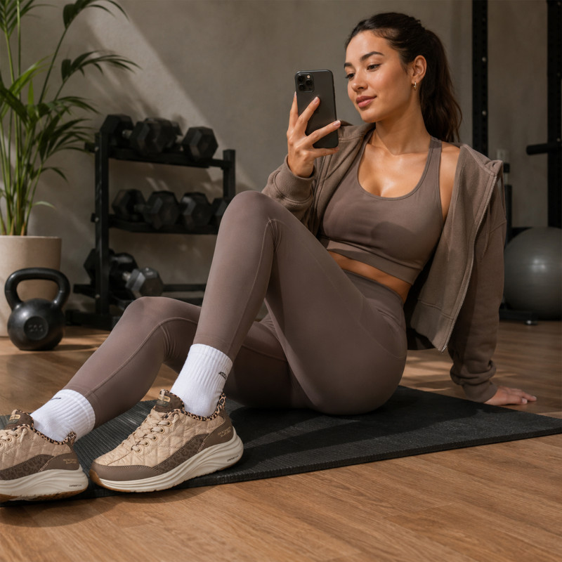 CONTOUR FOAM COZY FIT Marron Léopard, Slip-On Skechers
