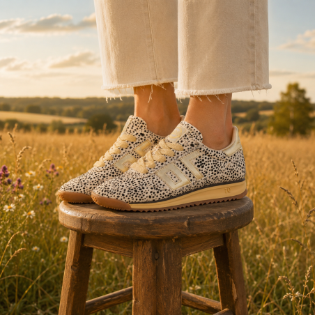 JOGGER FUR POIS Léopard Or, Baskets Mode Back 70