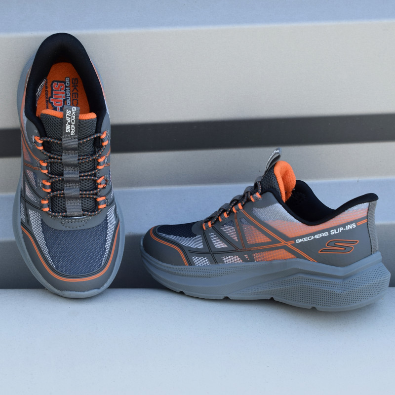MICROSPEC VELOCITY GRID SHIFT Gris Orange, Baskets running Skechers