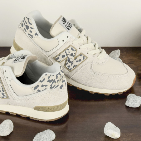 GC574 Blanc Léopard, Baskets running New Balance