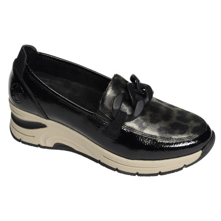 N9350 Noir Léopard, Mocassins Rieker