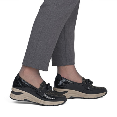 N9350 Noir Léopard, Mocassins Rieker