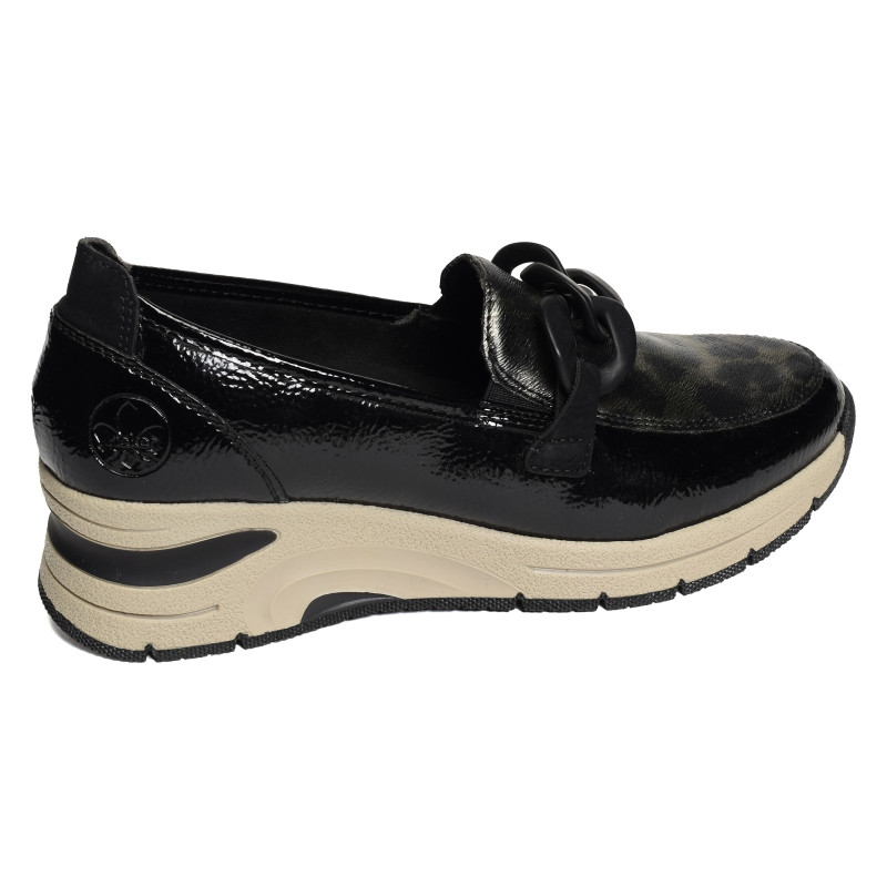 N9350 Noir Léopard, Mocassins Rieker