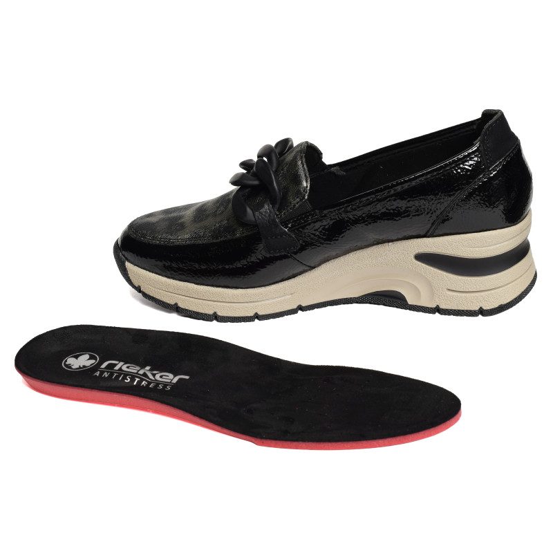 N9350 Noir Léopard, Mocassins Rieker