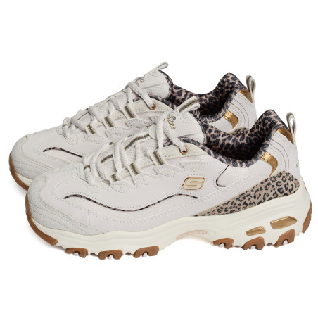 DLITES Blanc Léopard, Baskets running Skechers