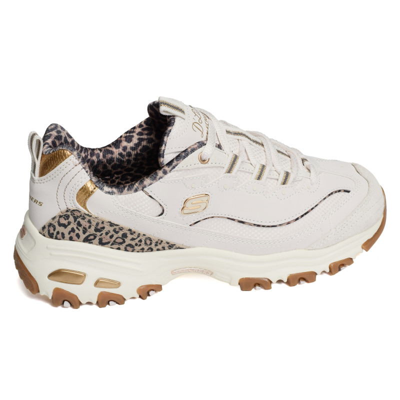 DLITES Blanc Léopard, Baskets running Skechers