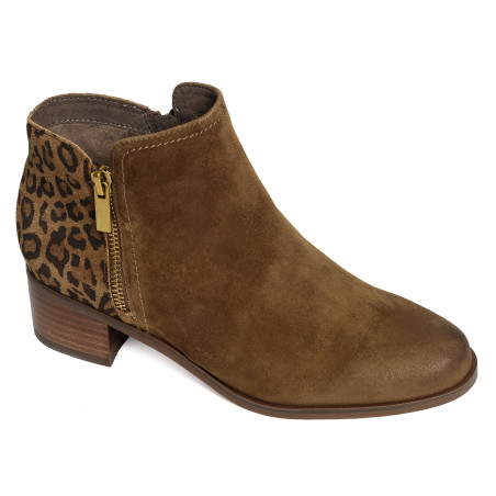 RACINE Cognac Léopard, Bottines Fugitive