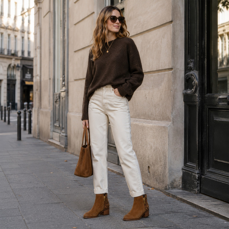 RACINE Cognac Léopard, Bottines Fugitive