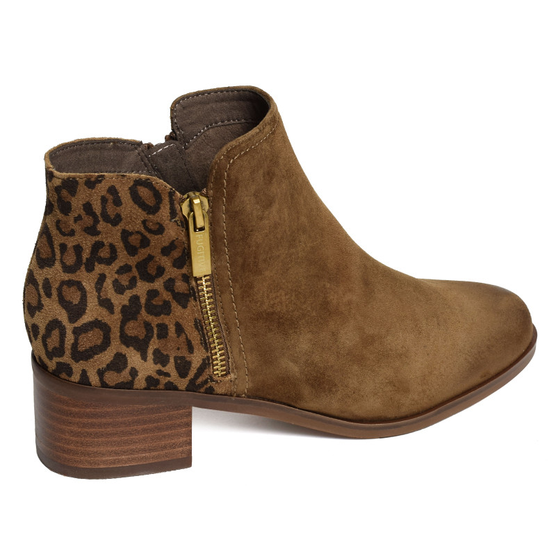RACINE Cognac Léopard, Bottines Fugitive