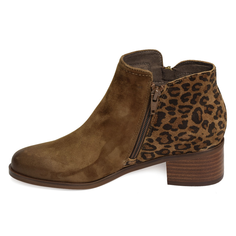 RACINE Cognac Léopard, Bottines Fugitive