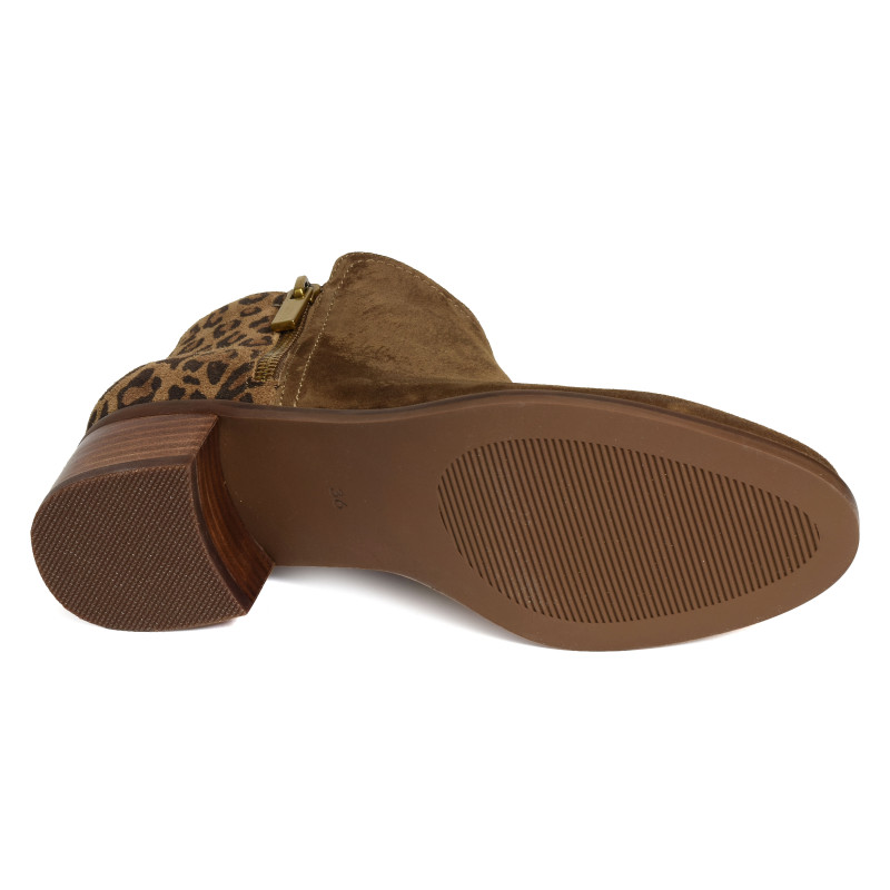 RACINE Cognac Léopard, Bottines Fugitive
