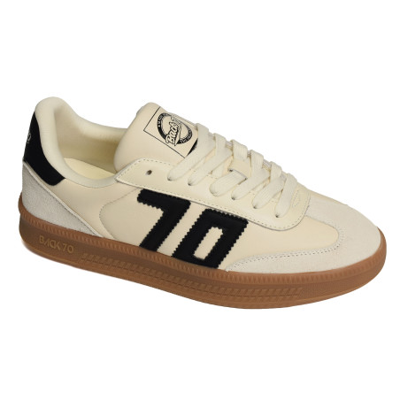 DOUBLE SPONGY NAPPA Beige Noir, Sneakers basses Back 70
