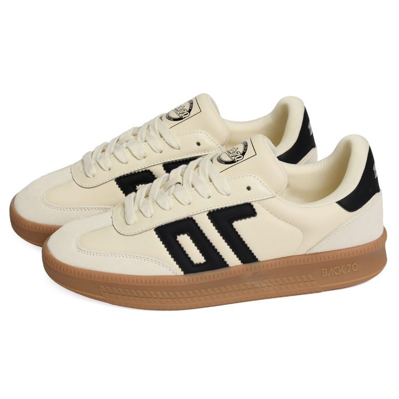 DOUBLE SPONGY NAPPA Beige Noir, Sneakers basses Back 70