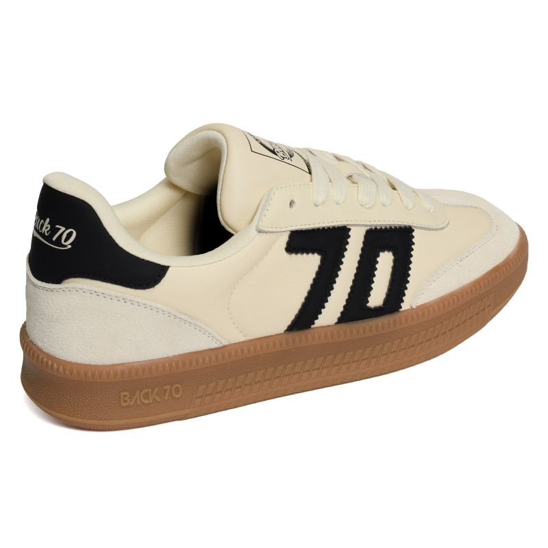 DOUBLE SPONGY NAPPA Beige Noir, Sneakers basses Back 70