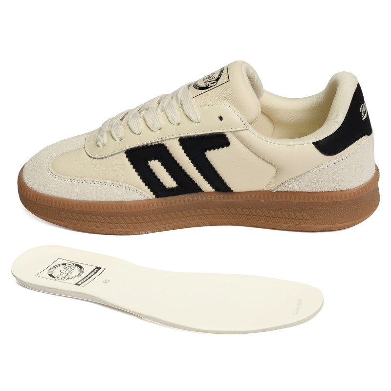 DOUBLE SPONGY NAPPA Beige Noir, Sneakers basses Back 70