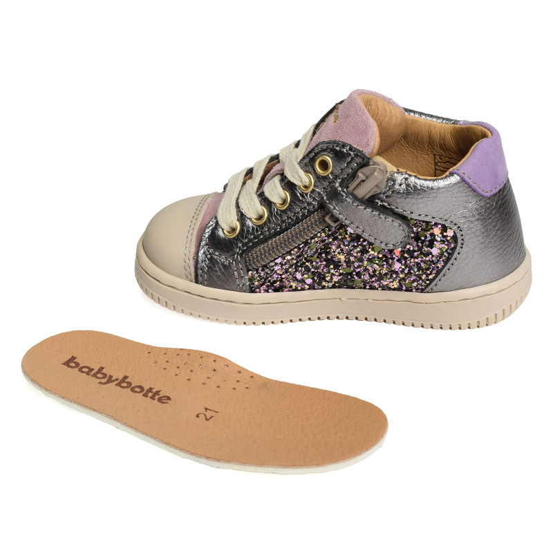 FRIDA Gris Violet, Chaussures à Lacets Babybotte