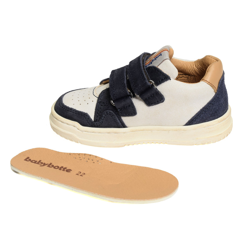 ALES VELCRO Blanc Marine, Chaussures à Scratch Babybotte
