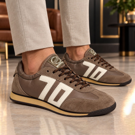 ROCKET NAPPA MEN Taupe, Baskets Mode Back 70