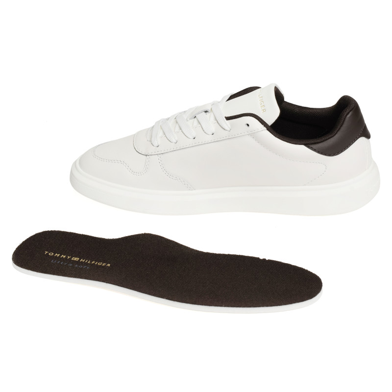 TH ICON COURT LIGHT 9601 Blanc Chocolat, Sneakers basses Tommy Hilfiger