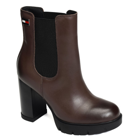 TJW CHELSEA HIGH HEEL BOOTS 3112 Marron, Chelsea boots Tommy Hilfiger