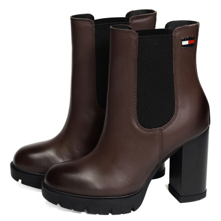 TJW CHELSEA HIGH HEEL BOOTS 3112 Marron, Chelsea boots Tommy Hilfiger