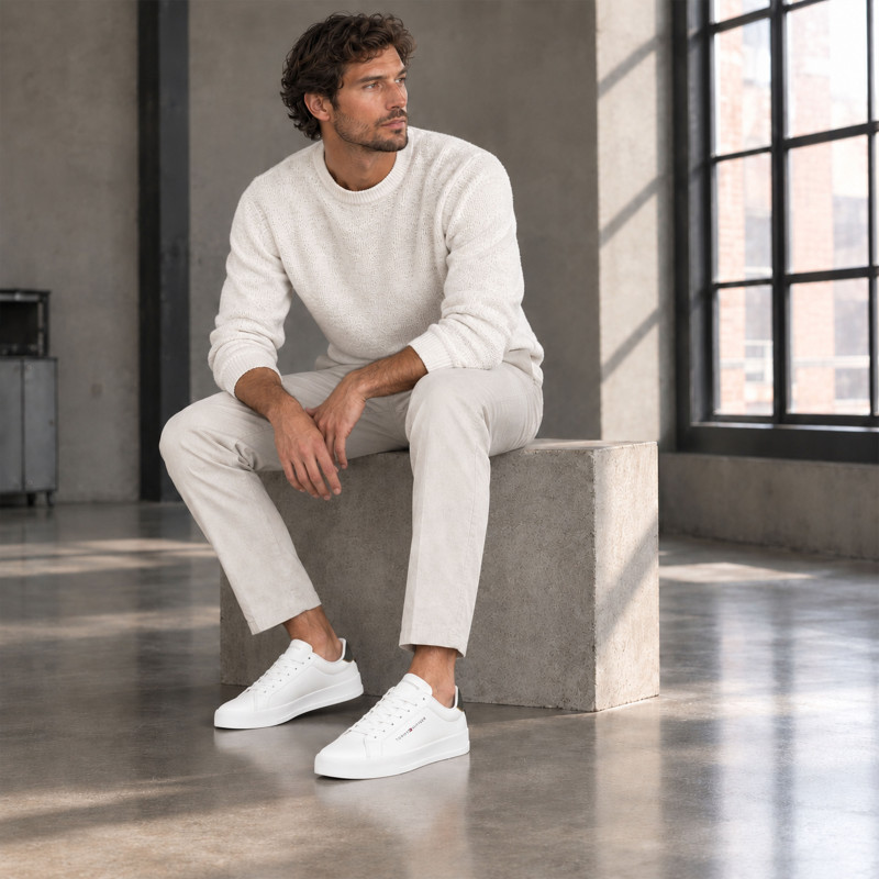 TH COURT LTH 5367 Blanc Kaki, Sneakers basses Tommy Hilfiger