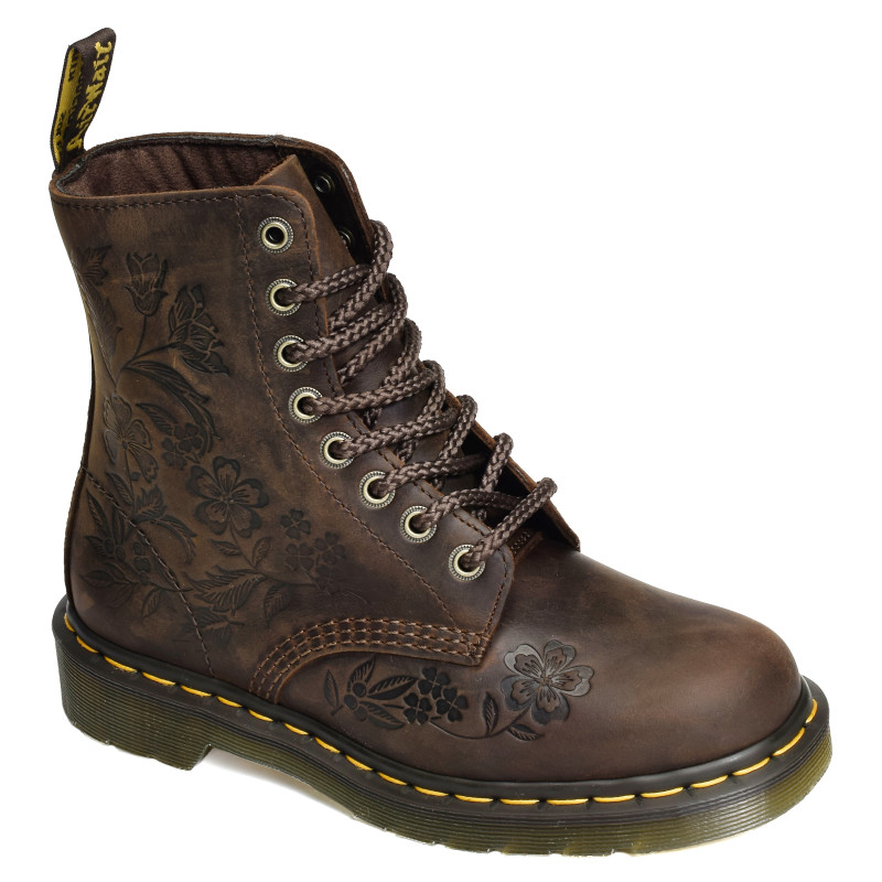 1460 PASCAL EMBOSS FLORAL Marron, Boots Dr Martens