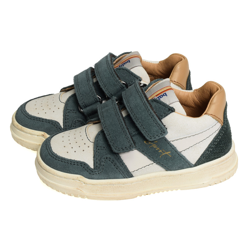 ALES VELCRO Blanc Vert, Chaussures à Scratch Babybotte