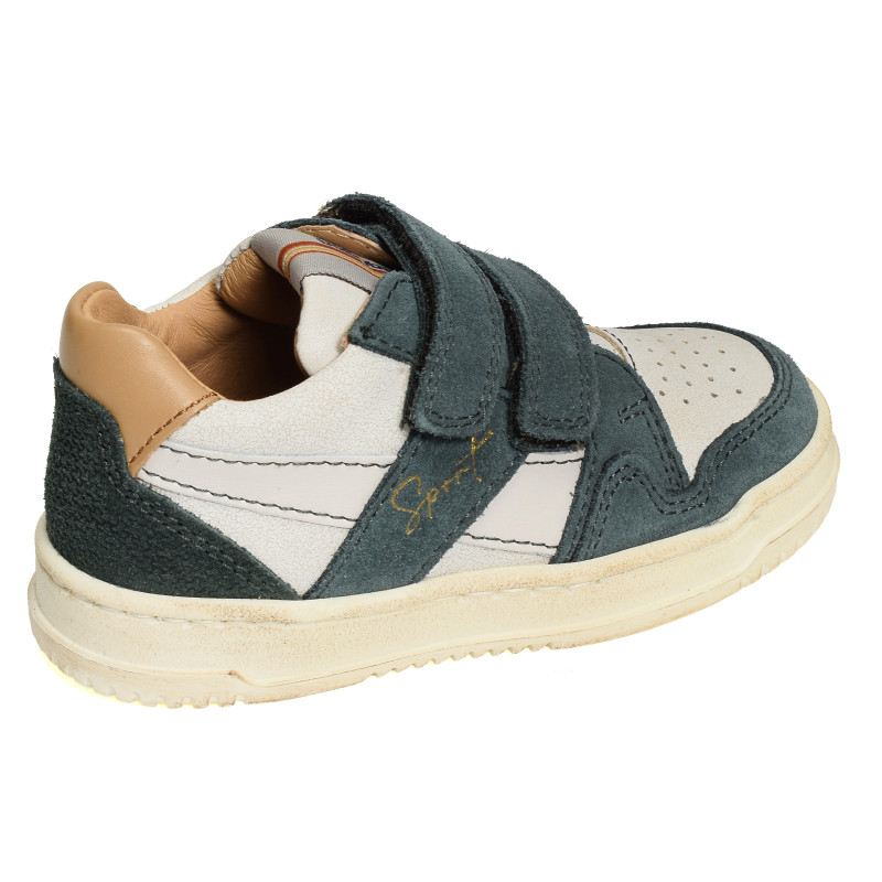 ALES VELCRO Blanc Vert, Chaussures à Scratch Babybotte