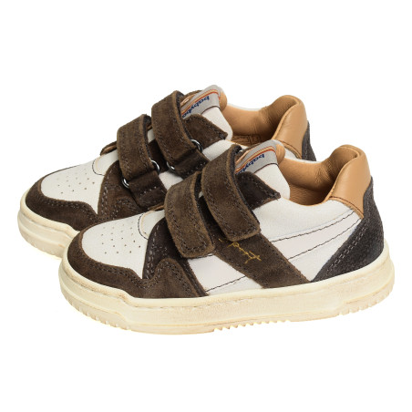 ALES VELCRO Blanc Marron, Chaussures à Scratch Babybotte