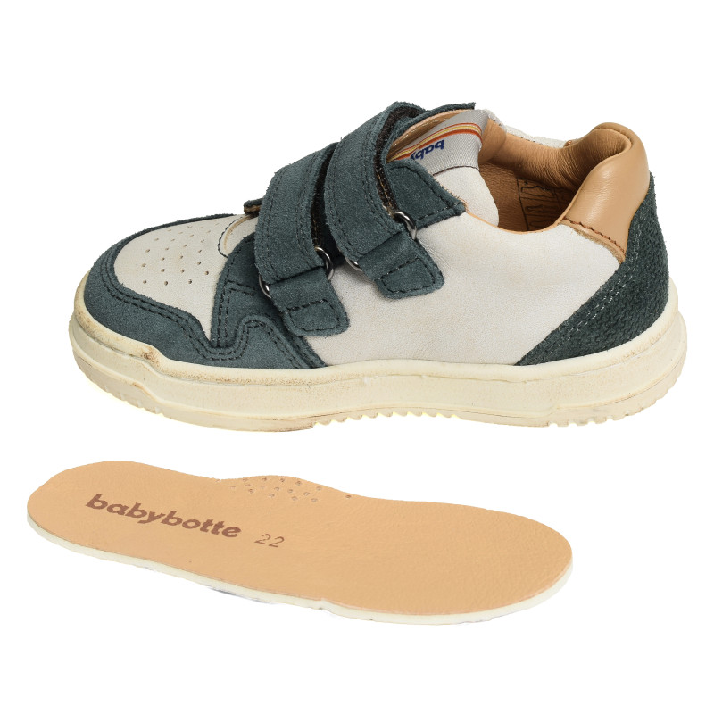 ALES VELCRO Blanc Vert, Chaussures à Scratch Babybotte