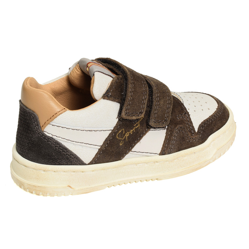 ALES VELCRO Blanc Marron, Chaussures à Scratch Babybotte