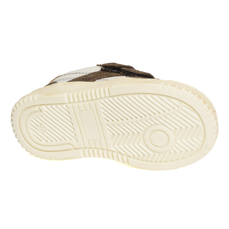 ALES VELCRO Blanc Marron, Chaussures à Scratch Babybotte