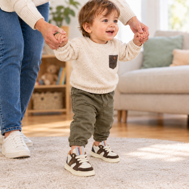 ALES Blanc Marron, Chaussures à Lacets Babybotte