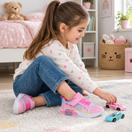 GARAGE SUNSET Rose Multicolore, Baskets running Skechers