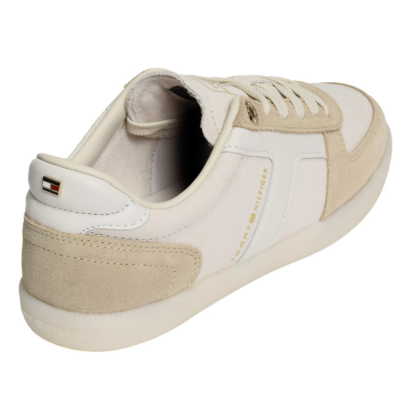 TH TRIBECA SNEAKER SUEDE 9596 Beige Blanc, Sneakers basses Tommy Hilfiger