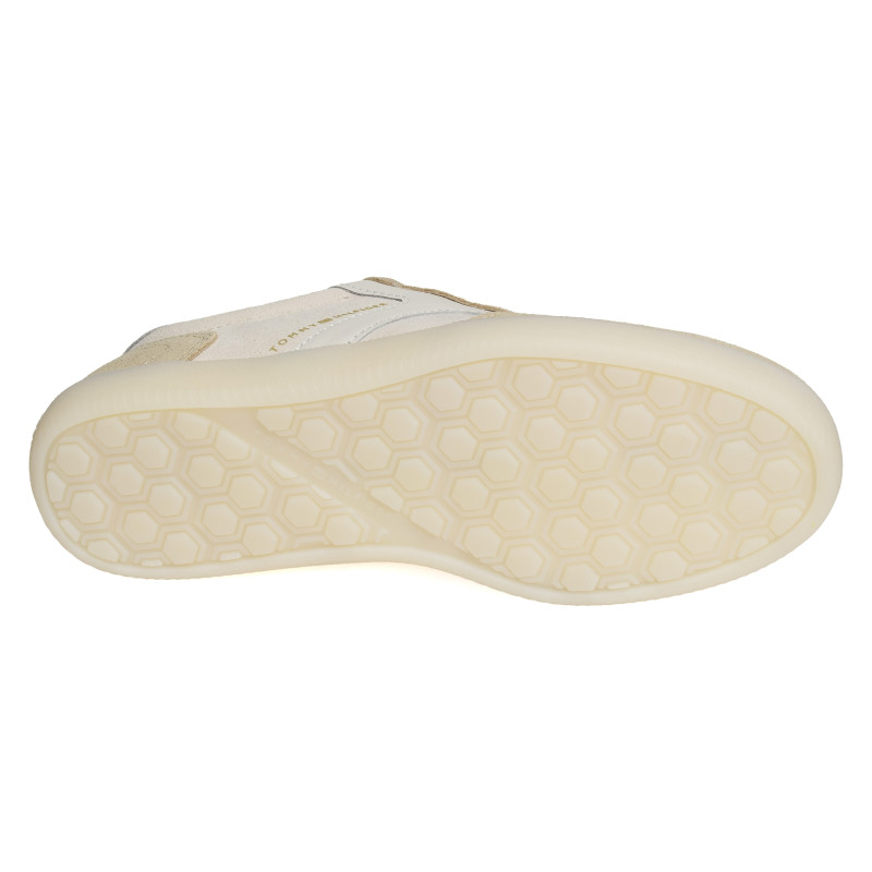 TH TRIBECA SNEAKER SUEDE 9596 Beige Blanc, Sneakers basses Tommy Hilfiger