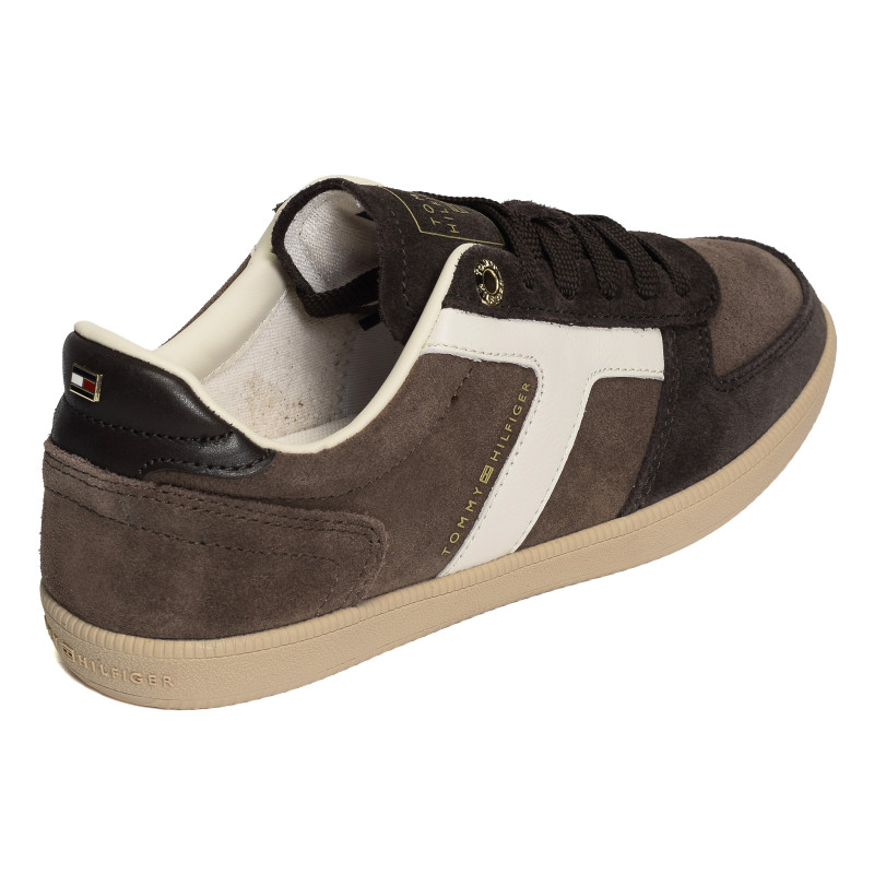 TH TRIBECA SNEAKER SUEDE 9596 Chocolat Blanc, Sneakers basses Tommy Hilfiger