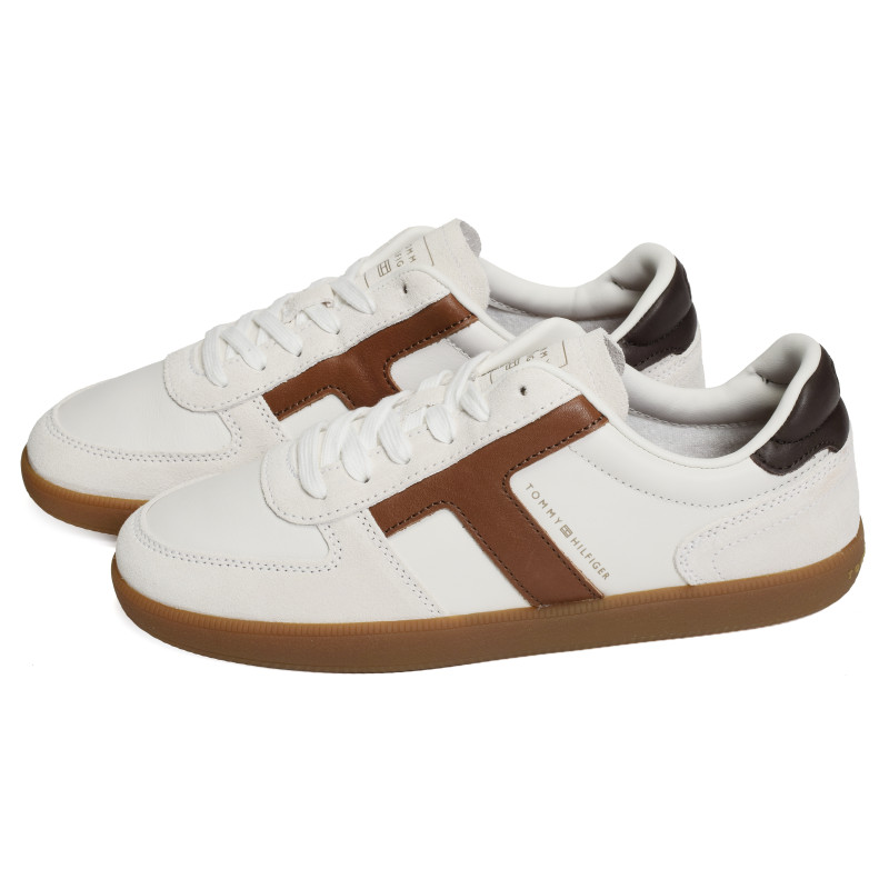 TH TRIBECA SNEAKER MIX 6068 Ecru, Sneakers basses Tommy Hilfiger