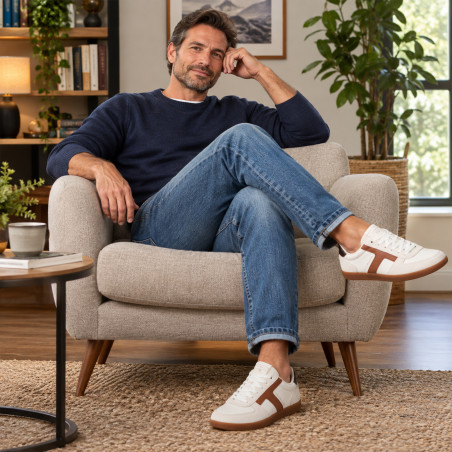 TH TRIBECA SNEAKER MIX 6068 Ecru, Sneakers basses Tommy Hilfiger