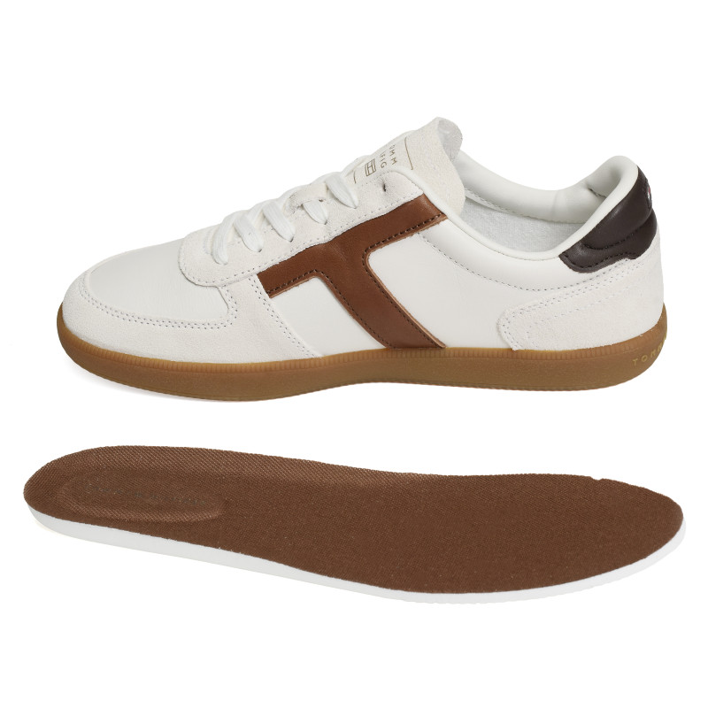 TH TRIBECA SNEAKER MIX 6068 Ecru, Sneakers basses Tommy Hilfiger