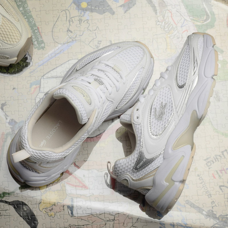 STORM 96 2K W Blanc Argent, Baskets running Lacoste