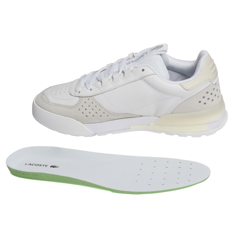 SLAM BREAK LEATHER Blanc Beige, Baskets running Lacoste