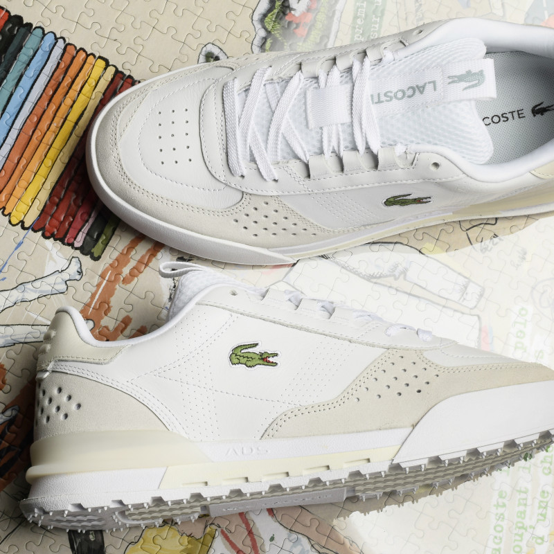 SLAM BREAK LEATHER Blanc Beige, Baskets running Lacoste