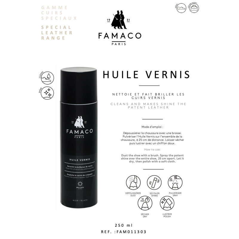 SPRAY HUILE VERNIS 250 ML Incolore, Entretien Famaco