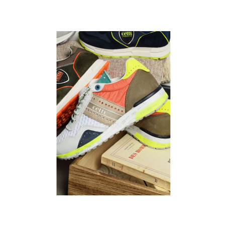 C1308 Blanc Multicolore, Baskets running Cetti