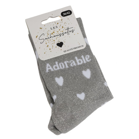 ADORABLE Gris Argent, Chaussettes Les Sachoussettes