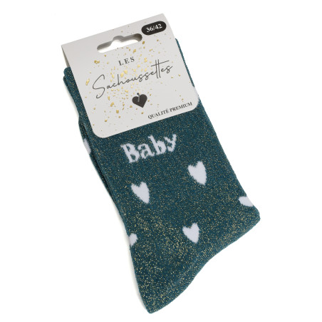 BABY COEUR Vert, Chaussettes Les Sachoussettes