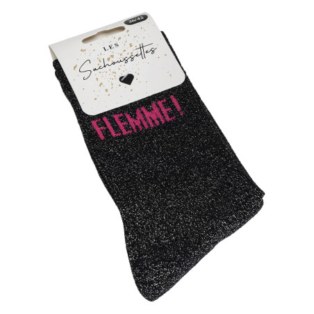 FLEMME Noir Paillette, Chaussettes Les Sachoussettes